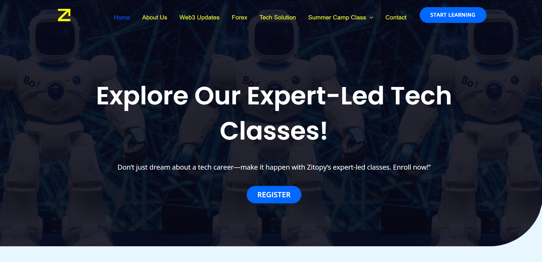 An Educational Startup Web-App; A trusted Client's home page.